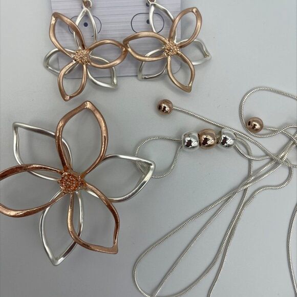 Earring and bracelet/ shiny copper tones/rose gold look/prairie girl/minimalist - Picture 6 of 12